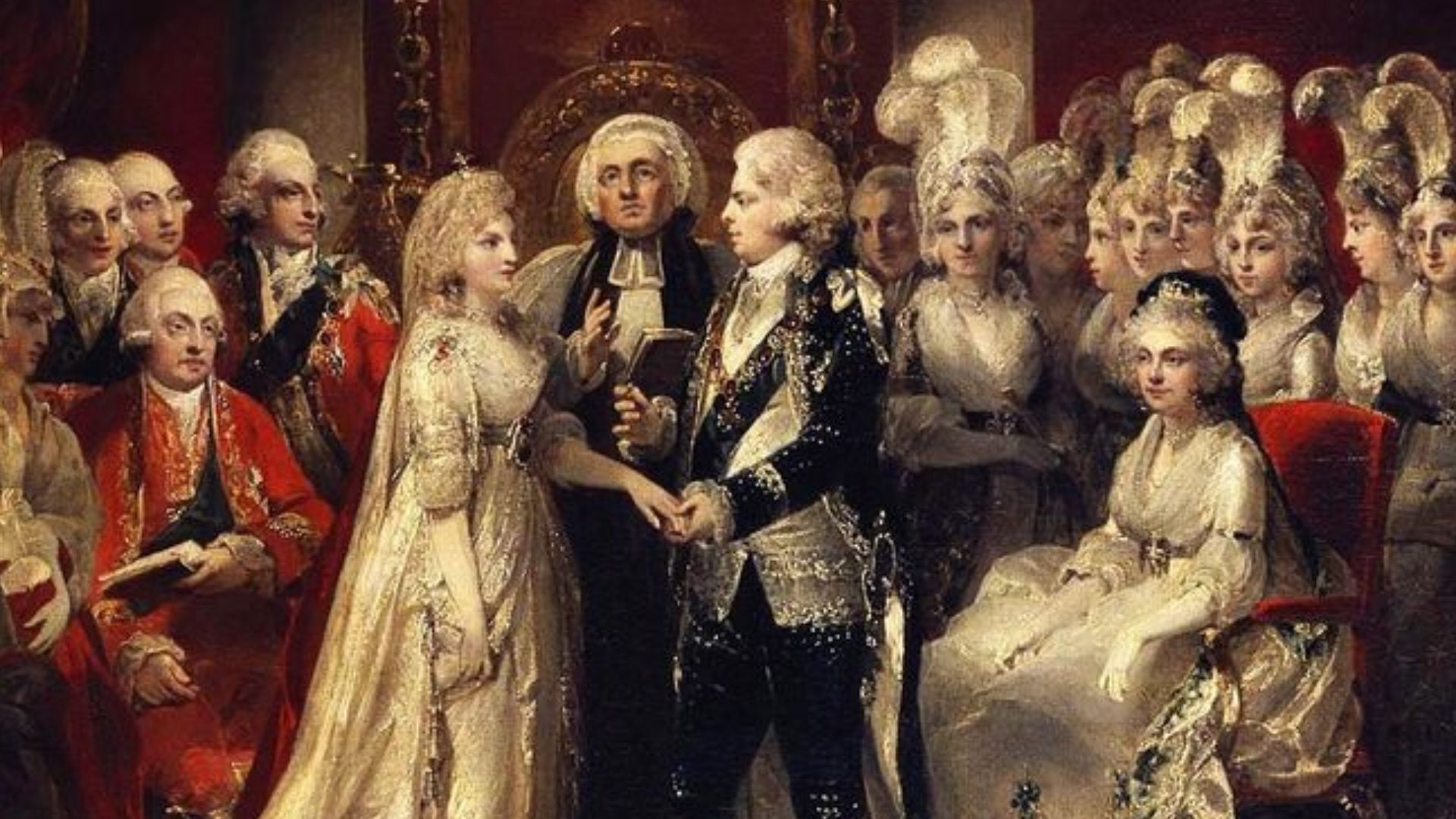 The wedding of George, prince of Wales, and princess Caroline of Brunswick officiated on 8 April 1795 in the Chapel Royal of St. James's Palace, London