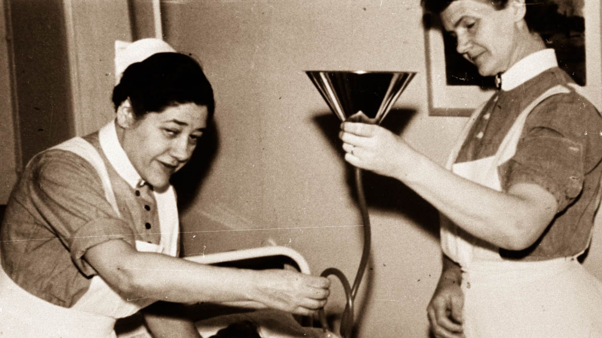 Insulin shock therapy performed by unnamed nurses on an unnamed patient. Source indicates that it was shot around the year 1930, however, as results of the procedure were first made public in 1933, and the practice wasn't widespread until a few years afte