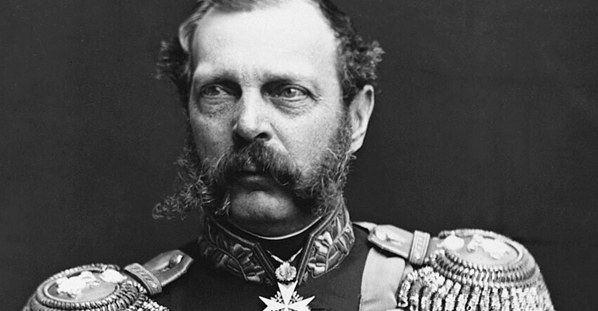 Black and white portrait of Czar Alexander II