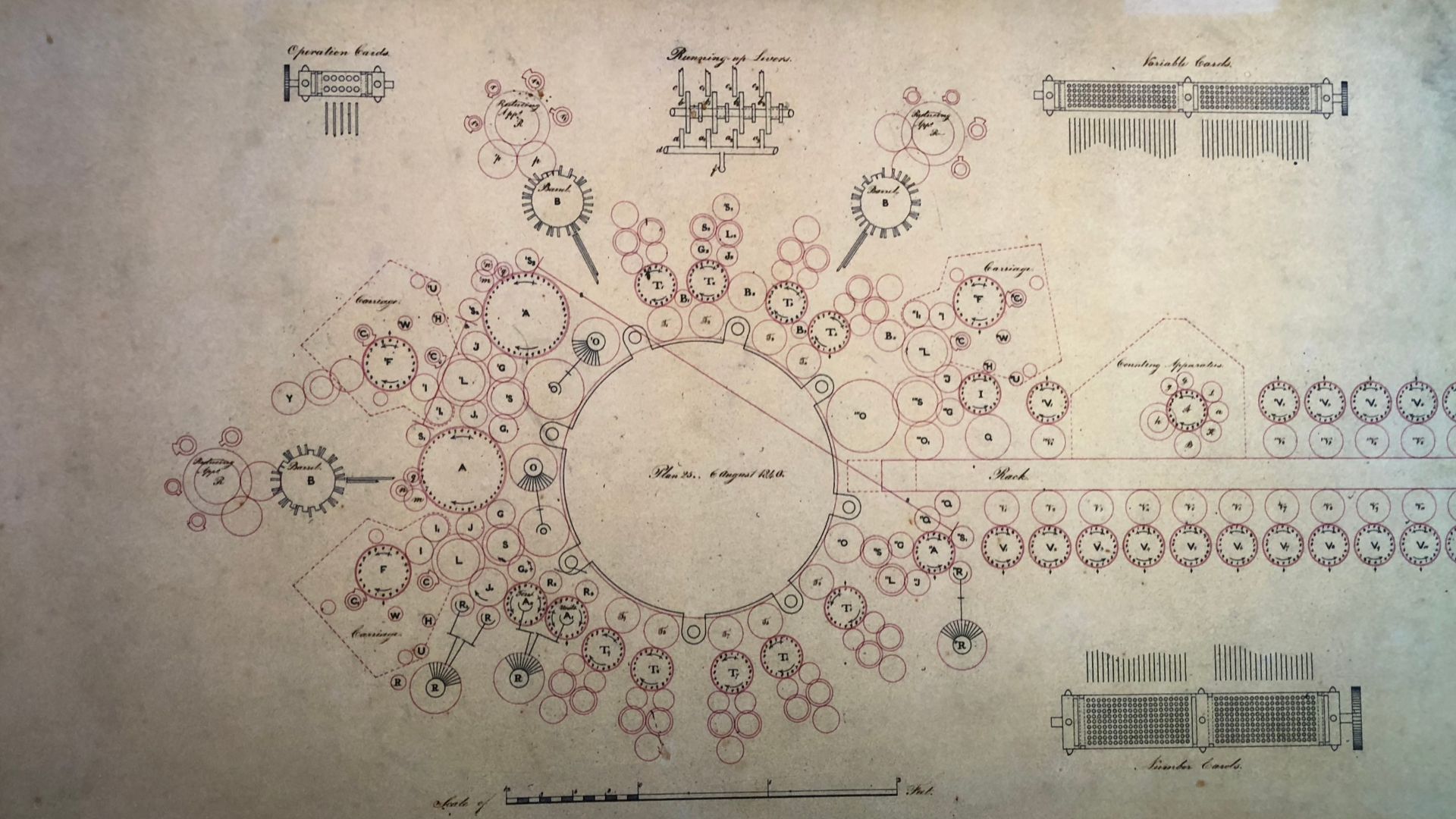 Photo of Babbage Analytical Engine Plan from 1840 at the Computer History Museum