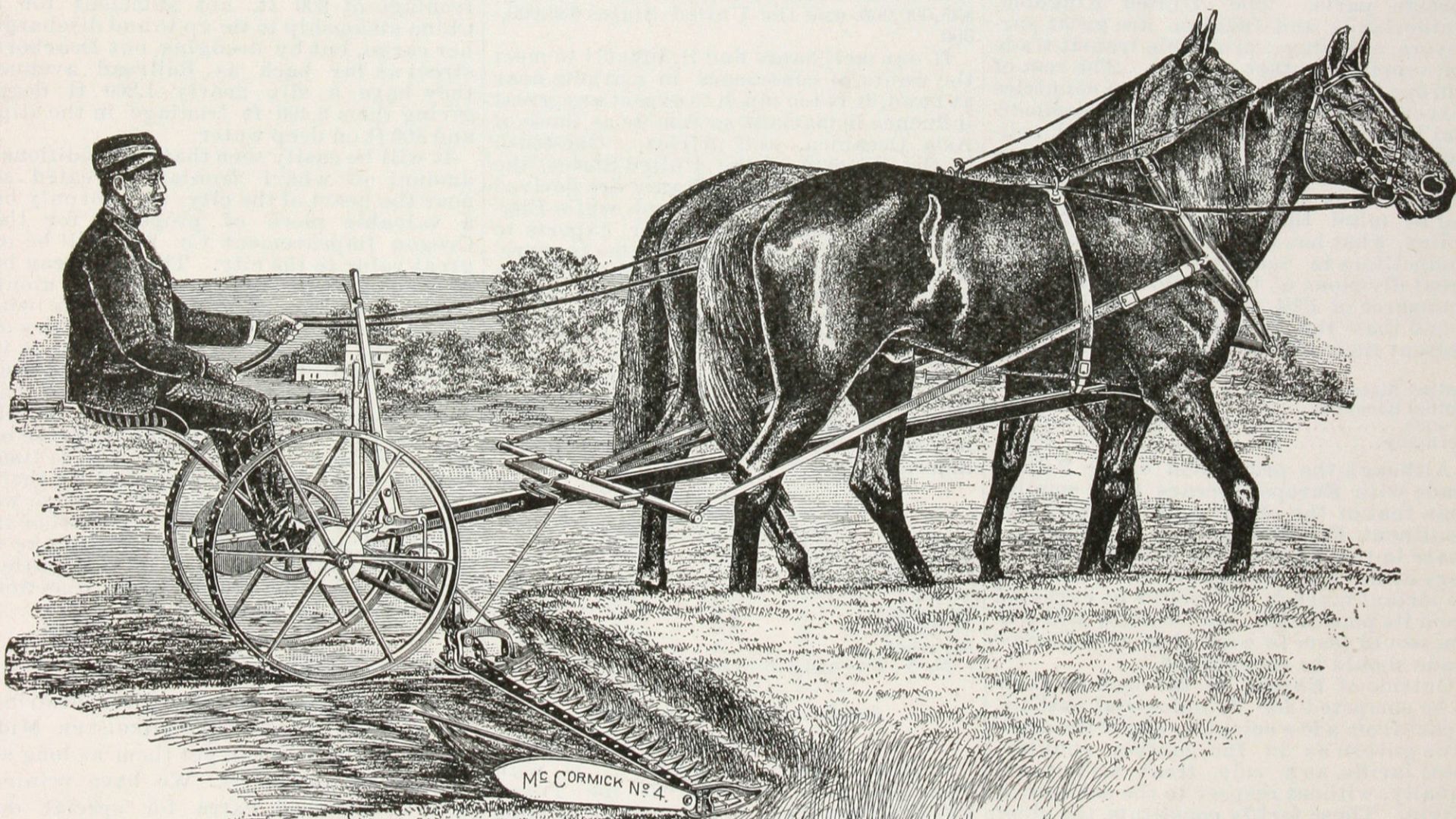 In 1834, inventor Cyrus McCormick took out a patent for a horse-drawn reaper.  After several improvements to the design, he established a harvester factory in Chicago in 1847. In 1902, the McCormick Harvesting Machine Company merged with the Deering Harve