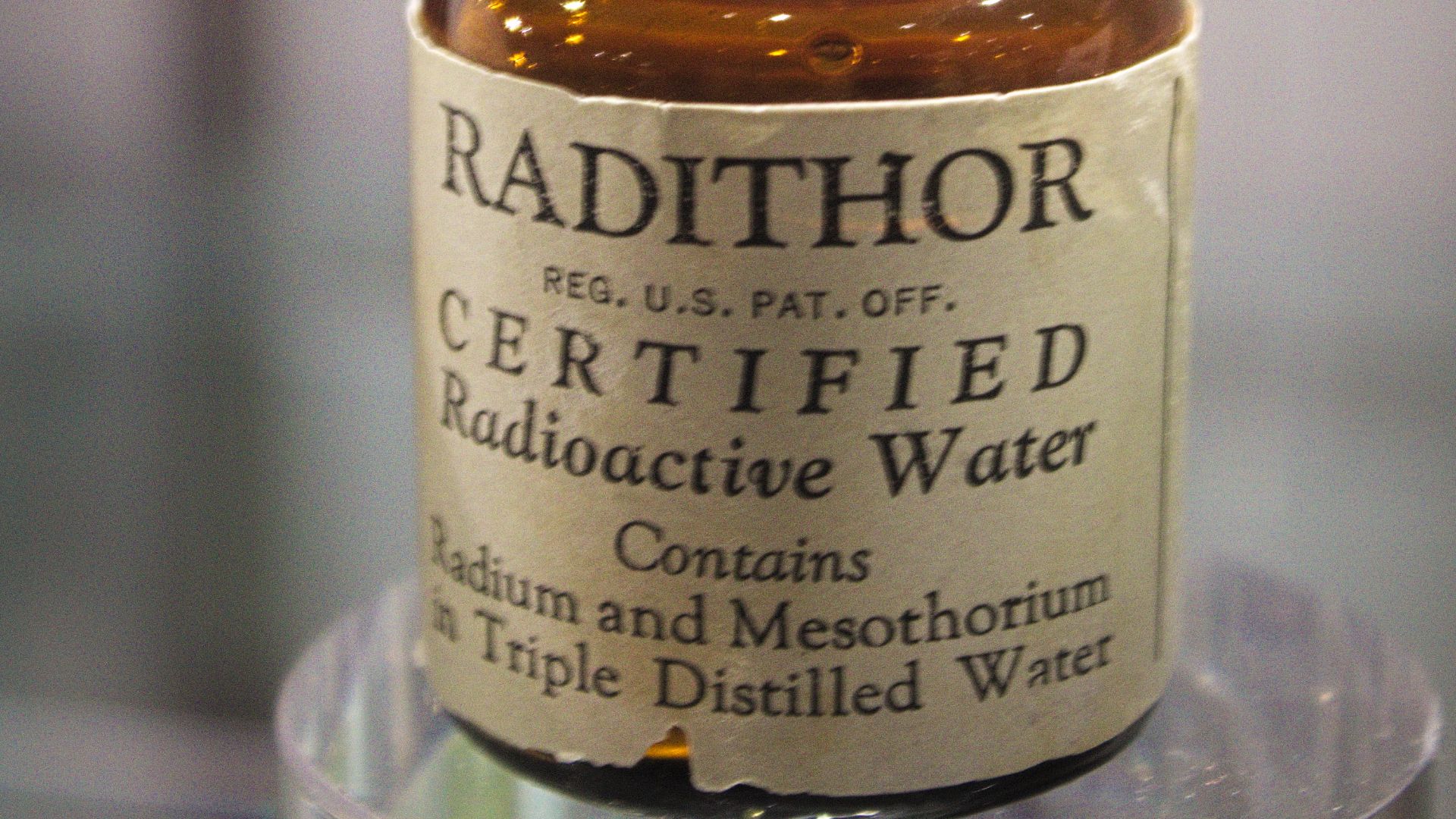 Back in the 1920s, people thought that drinking radium-  and thorium- infused water was healthy. One of the more famous varieties of  this water was sold under the brand name Radithor. It was eventually famously implicated in the illness and subsequent de
