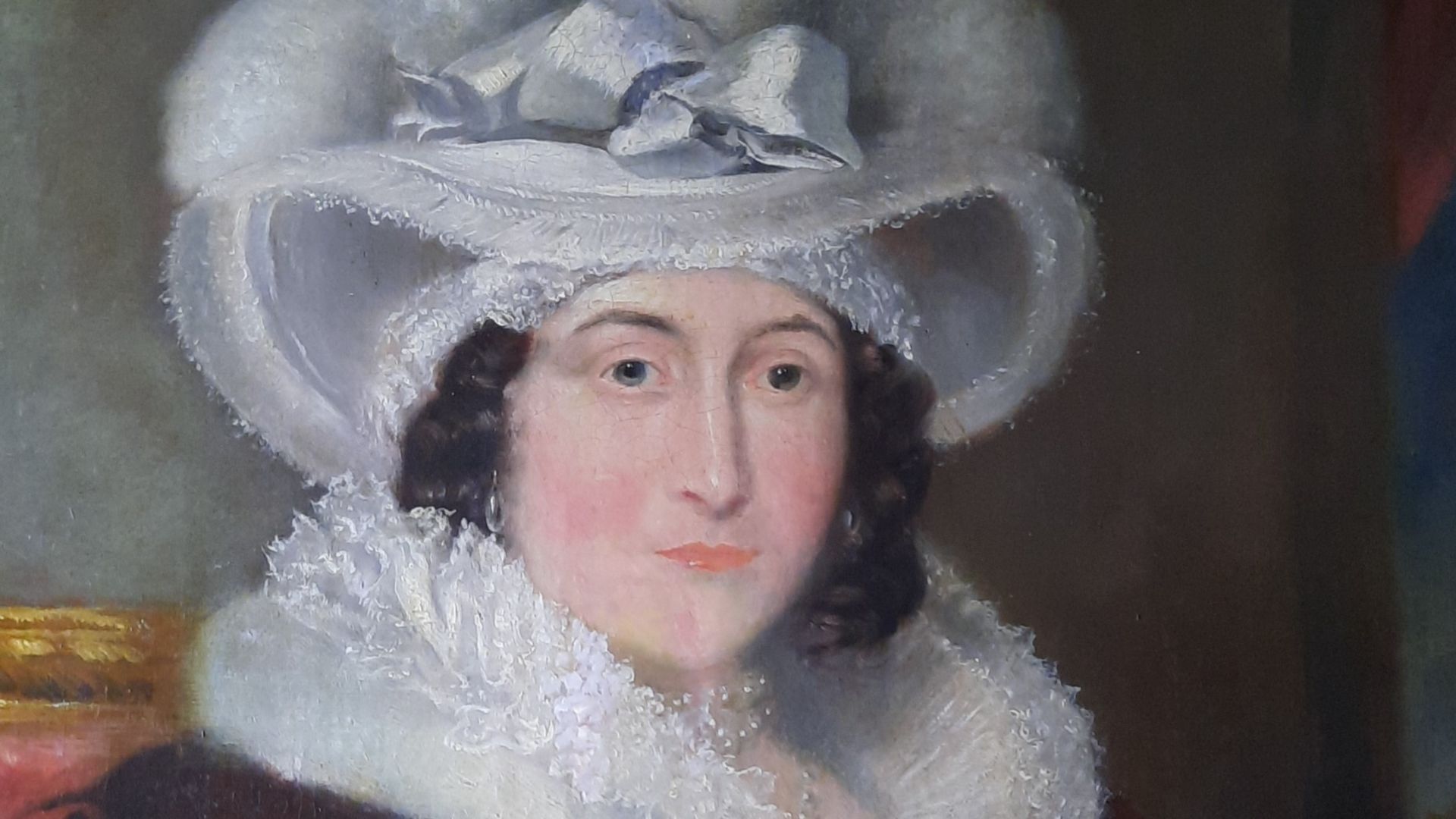 Caroline of Brunswick, Queen of the United Kingdom and Hanover, wife of King George IV, photo of a portrait painting by Abraham Wivell 1820 (attributed), oil on canvas, 58 cm x 72 cm, painting in private ownership. Reference: the comparable engraving by J