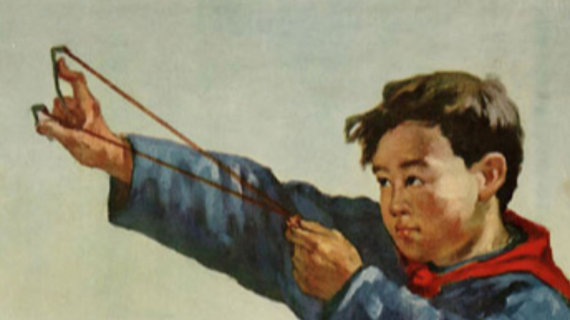A poster depicting children contributing in the Four Pests Campaign. The caption reads