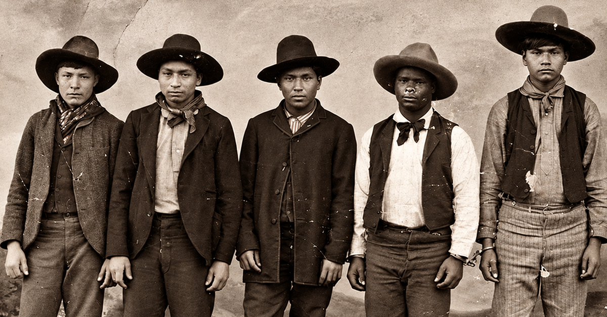 The Buck Gang. Rufus Buck, Ute Indian & others. Captured, probably Aug. 1895