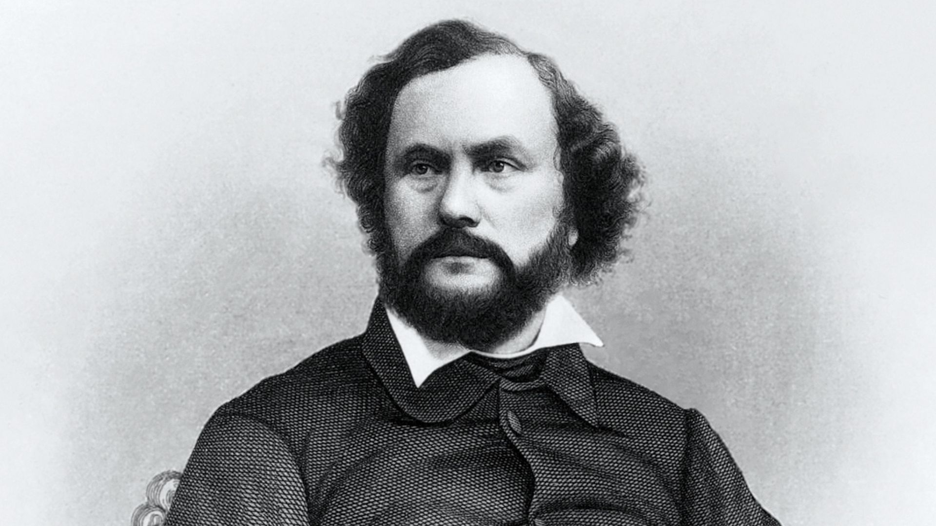 Steel Engraving of Samuel Colt with a Colt 1851 Navy Revolver.  Based on a lost daguerreotype by Philipp Graff (1814-1851) taken between 1847 and 1851.