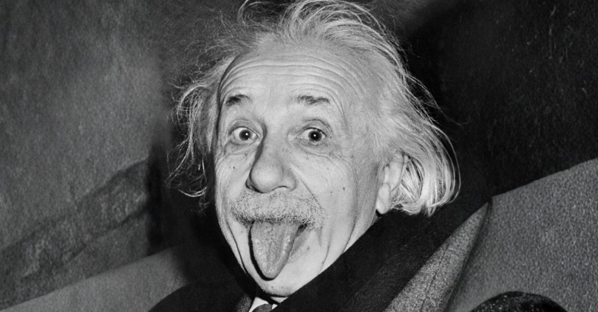 Albert Einstein sticks his tongue out for photographer Arthur Sasse