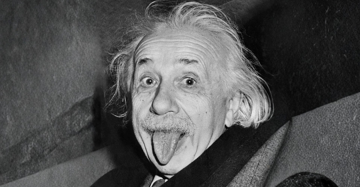 Albert Einstein sticks his tongue out for photographer Arthur Sasse 