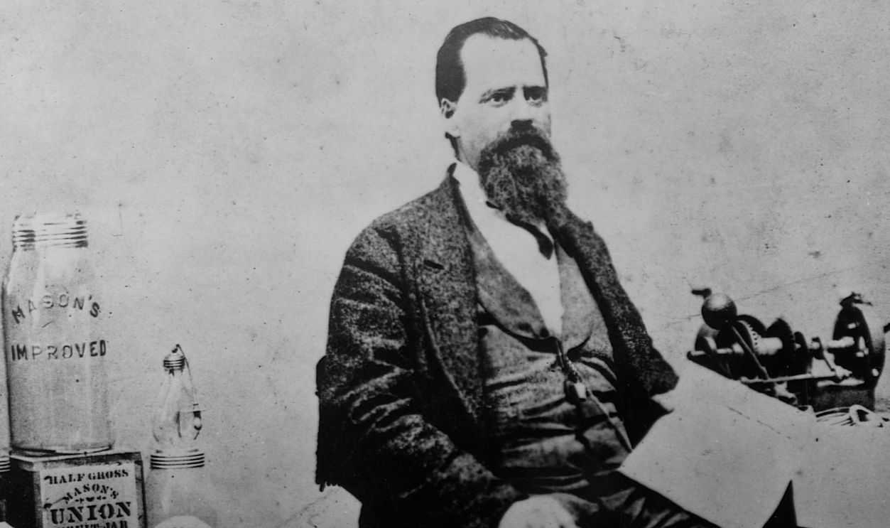 John Landis Mason patented the screw-top Mason jar in 1858.