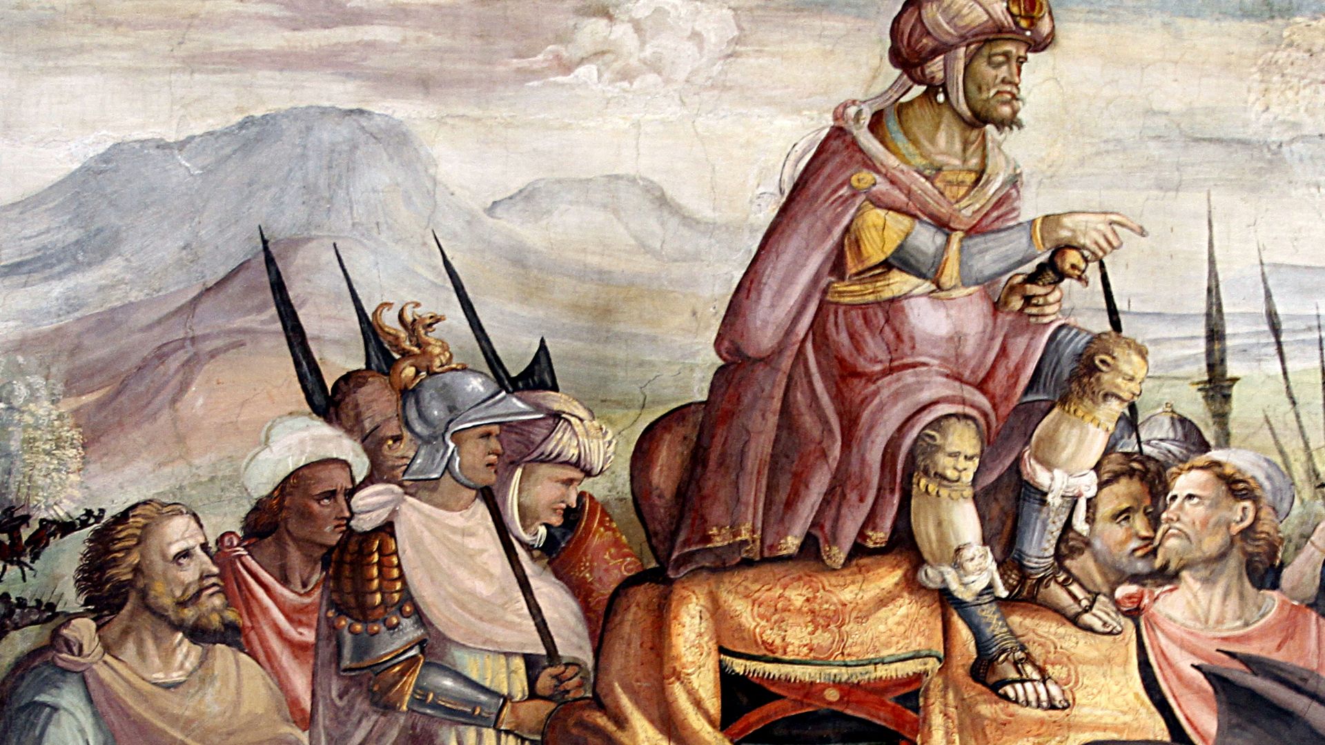 Hannibal Crossing the Alps; detail from a fresco by Jacopo Ripanda, ca 1510, Palazzo dei Conservatori (Capitoline Museum), Rome