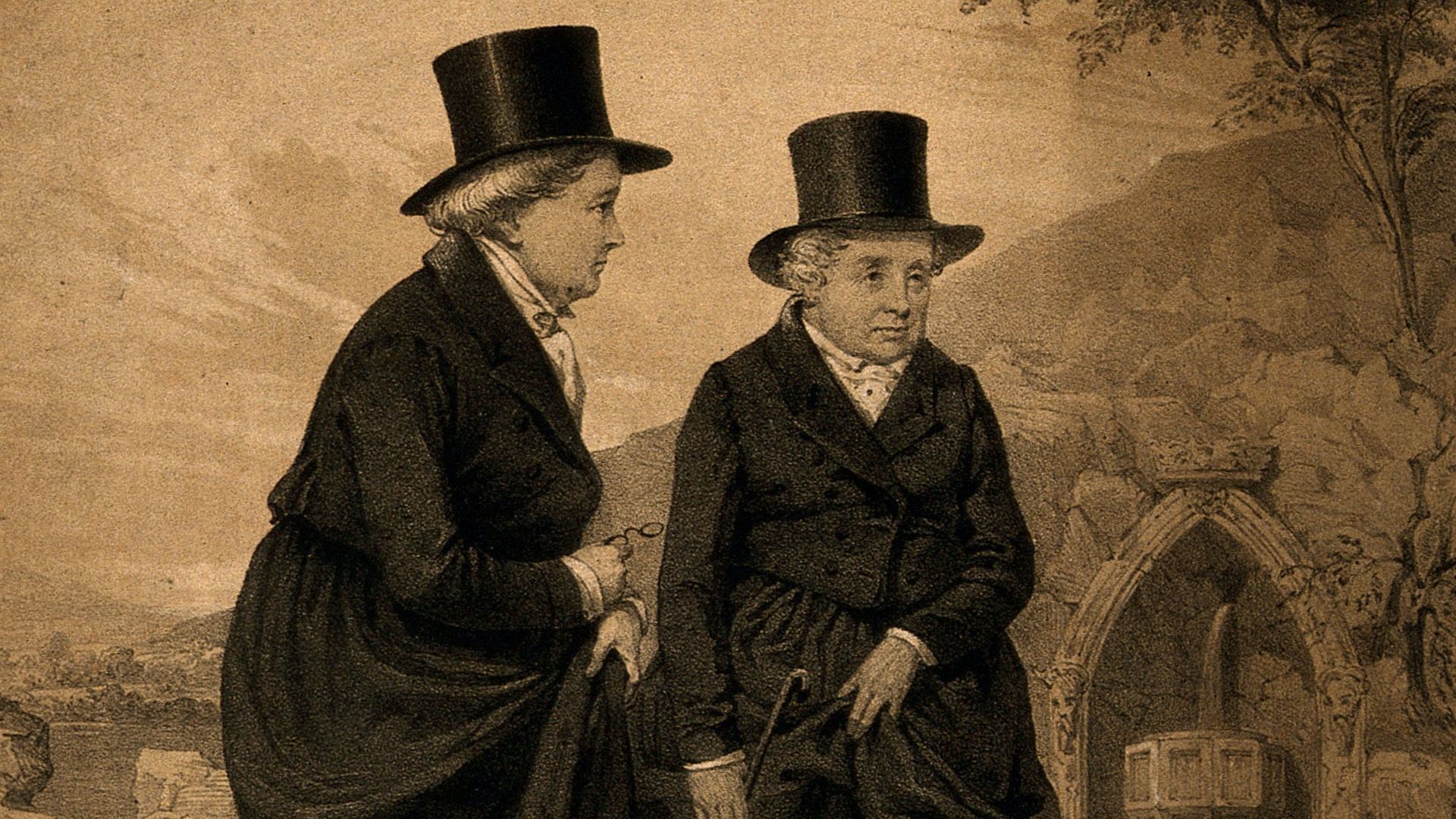 Topic-LCSH: Recluses. Dogs. Lesbians.
Genre/Technique: Portrait prints. Lithographs.
Subject name: Butler, Eleanor, Lady, 1738 or 1739-1829