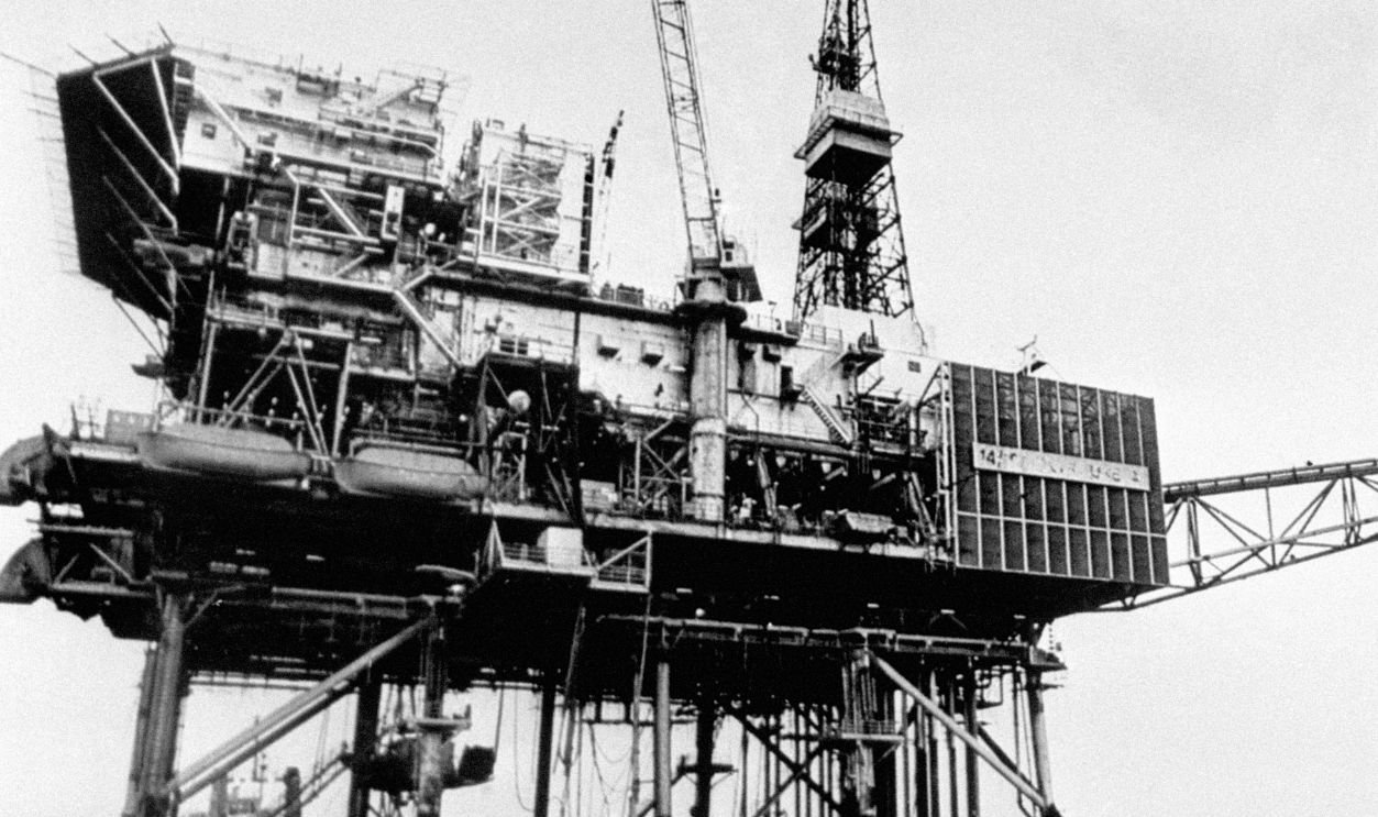 The Piper Alpha oil production platform in the North Sea as it was before disaster struck.