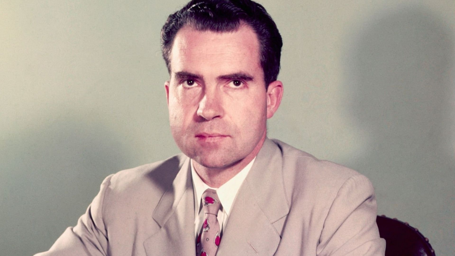 Original caption: Senator Richard M. Nixon- closeups.