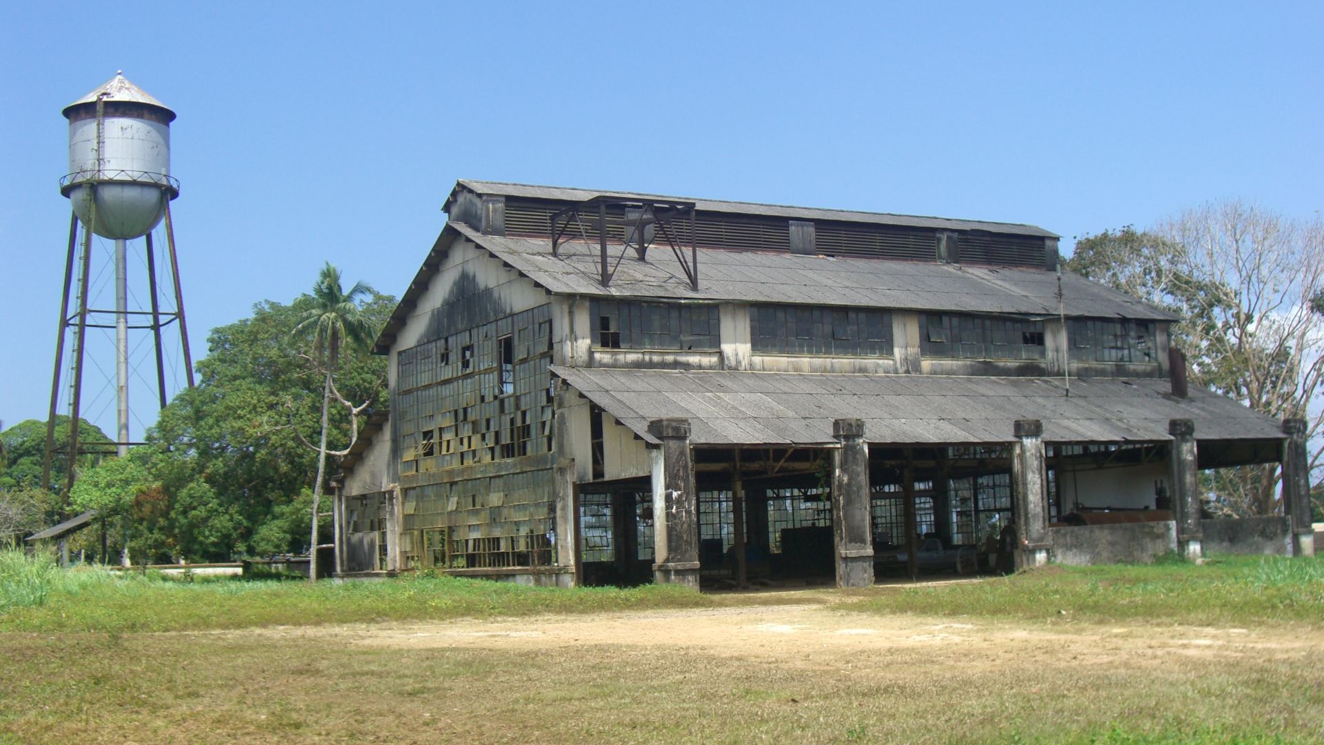Water tower and main warehouse building in Fordlandia, Brazil.