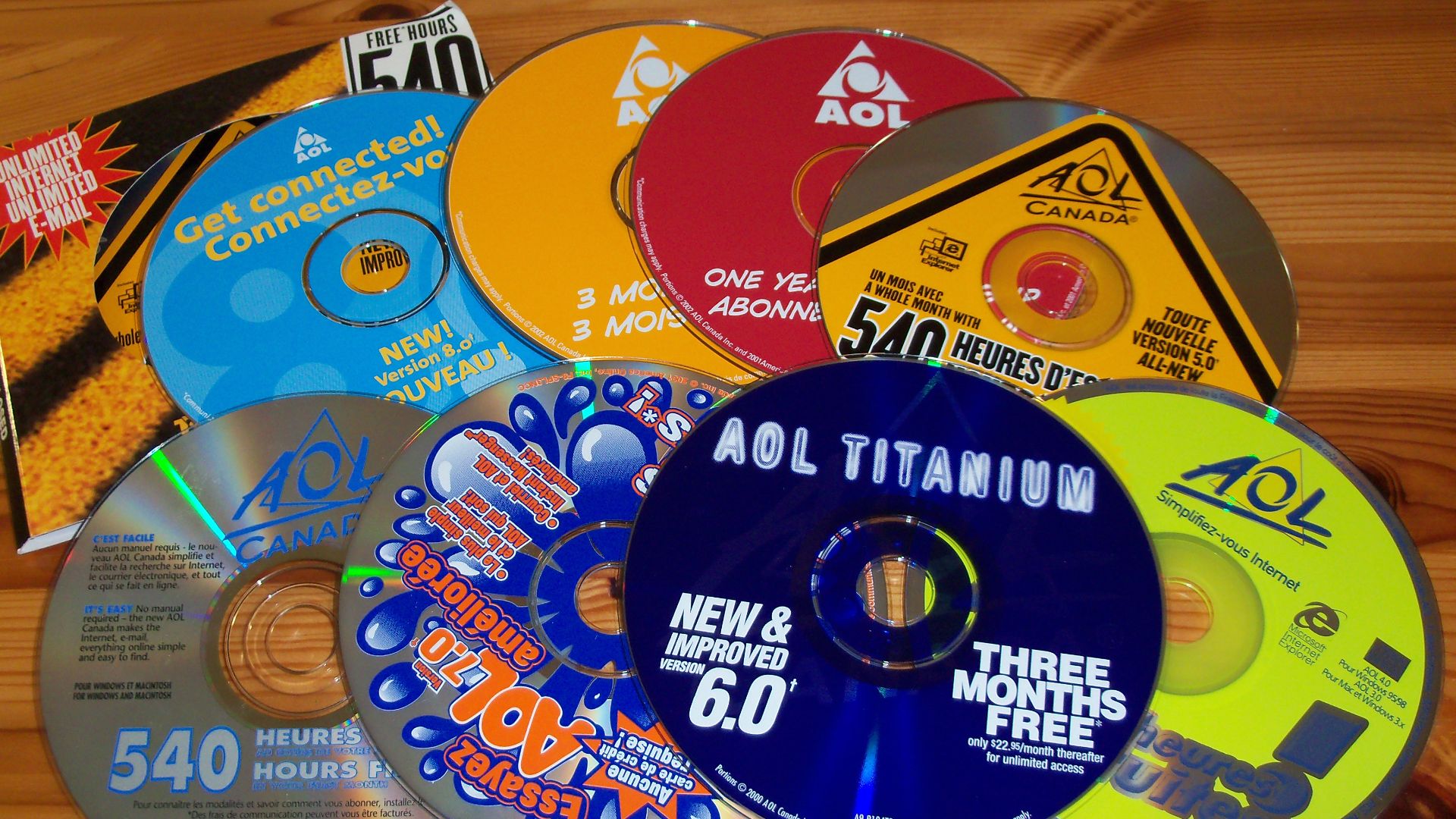 AOL promotional CDs distributed in Canada, in the late 1990s, early 2000s