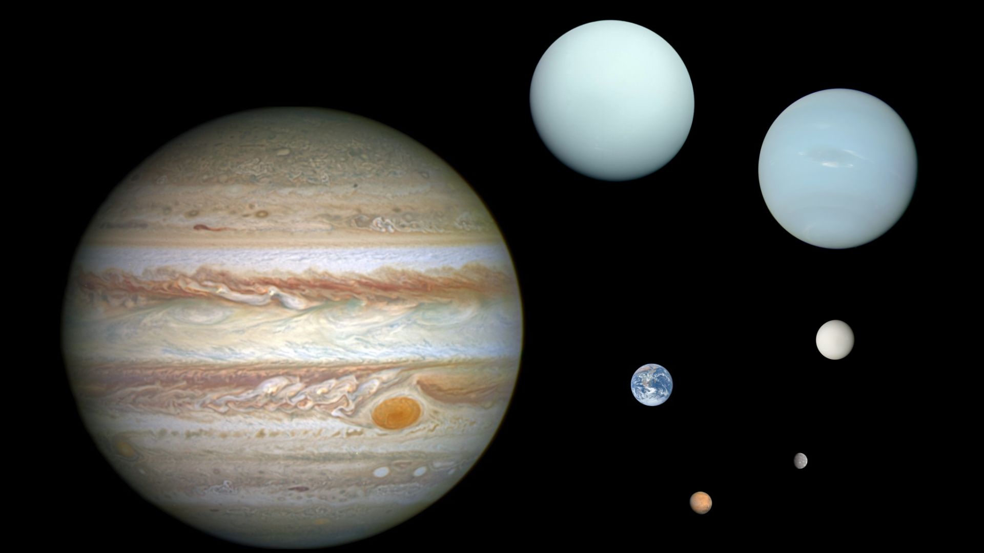 Credits: User:MotloAstro (Sun); NASA (Mercury, Venus, Earth, Jupiter [with ESA], Saturn, Uranus, Neptune); Emirate Mission (Mars);