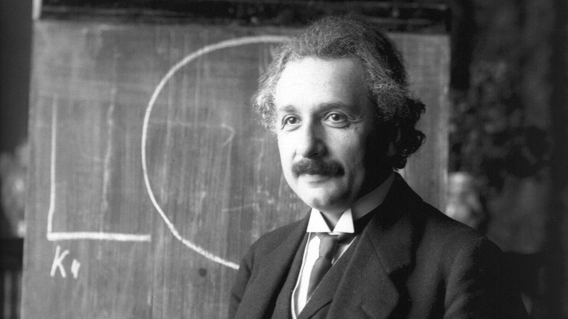 Albert Einstein during a lecture in Vienna in 1921.