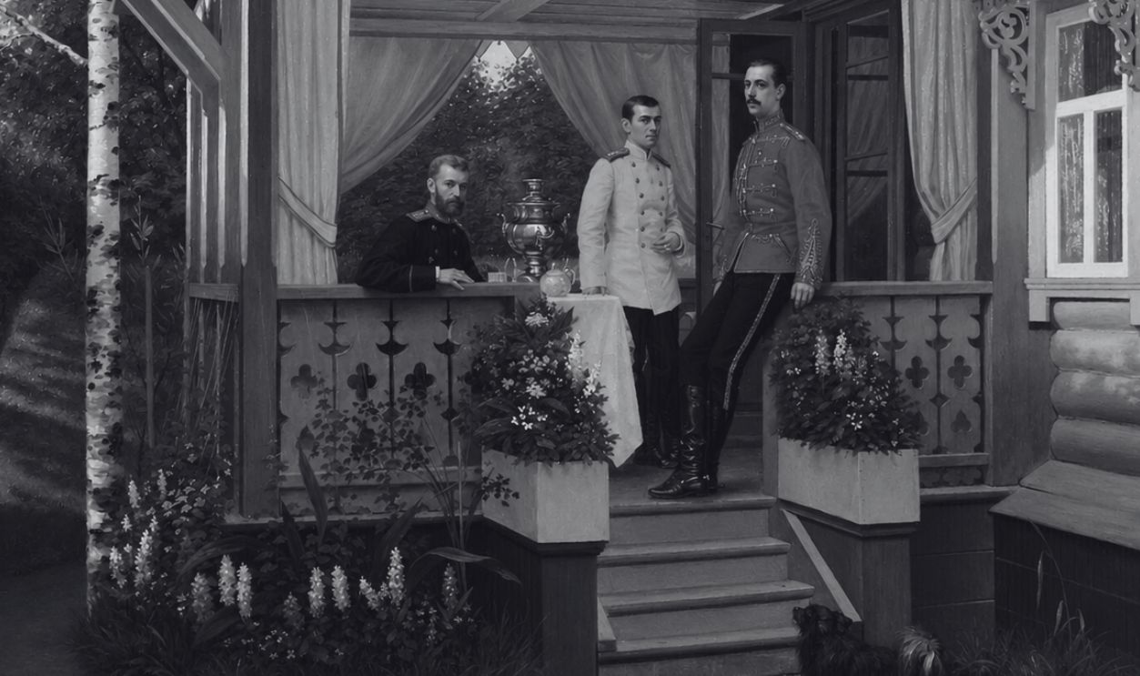 Grand Duke Sergei Alexandrovich, Crown Prince Nicholas Alexandrovich, Grand Duke Paul Alexandrovich in the Tsarskoe Selo.