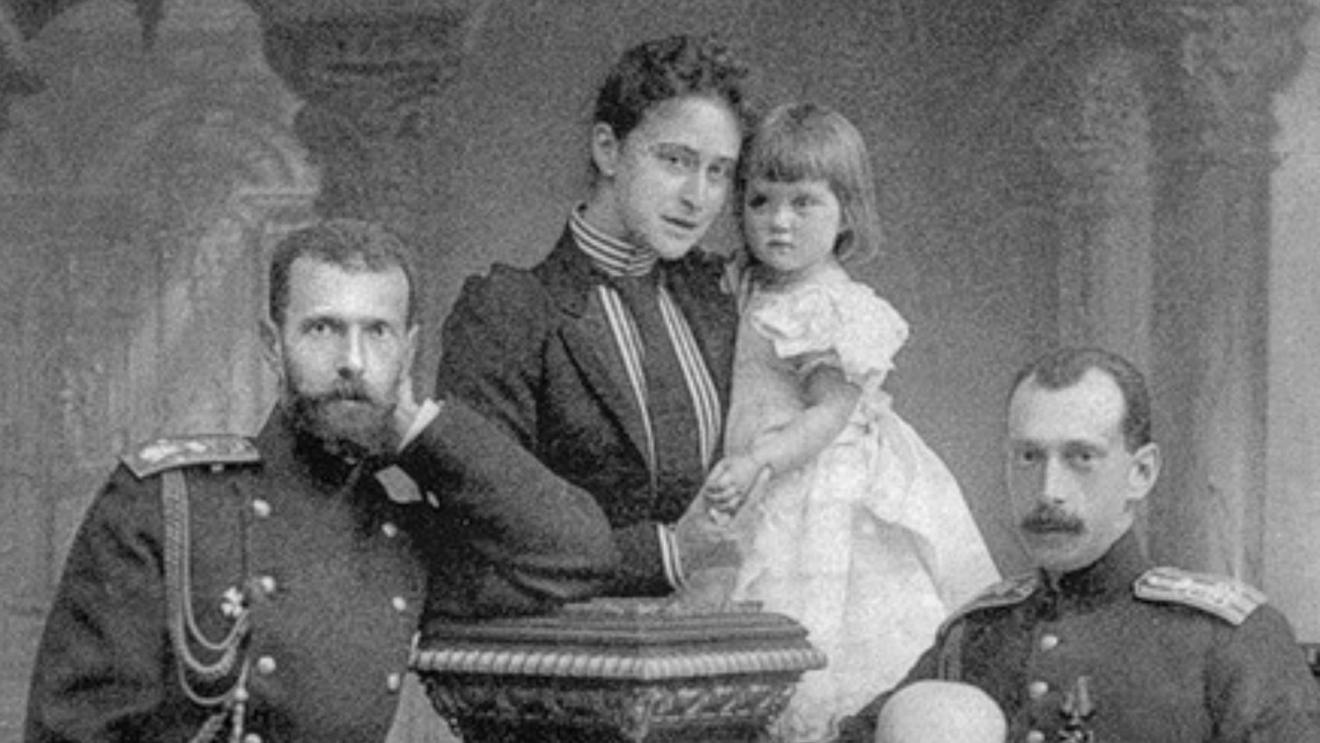 Grand Duke Sergei Alexandrovich, his wife, Grand Duke Paul Alexandrovich and his son Dimitri and Marie