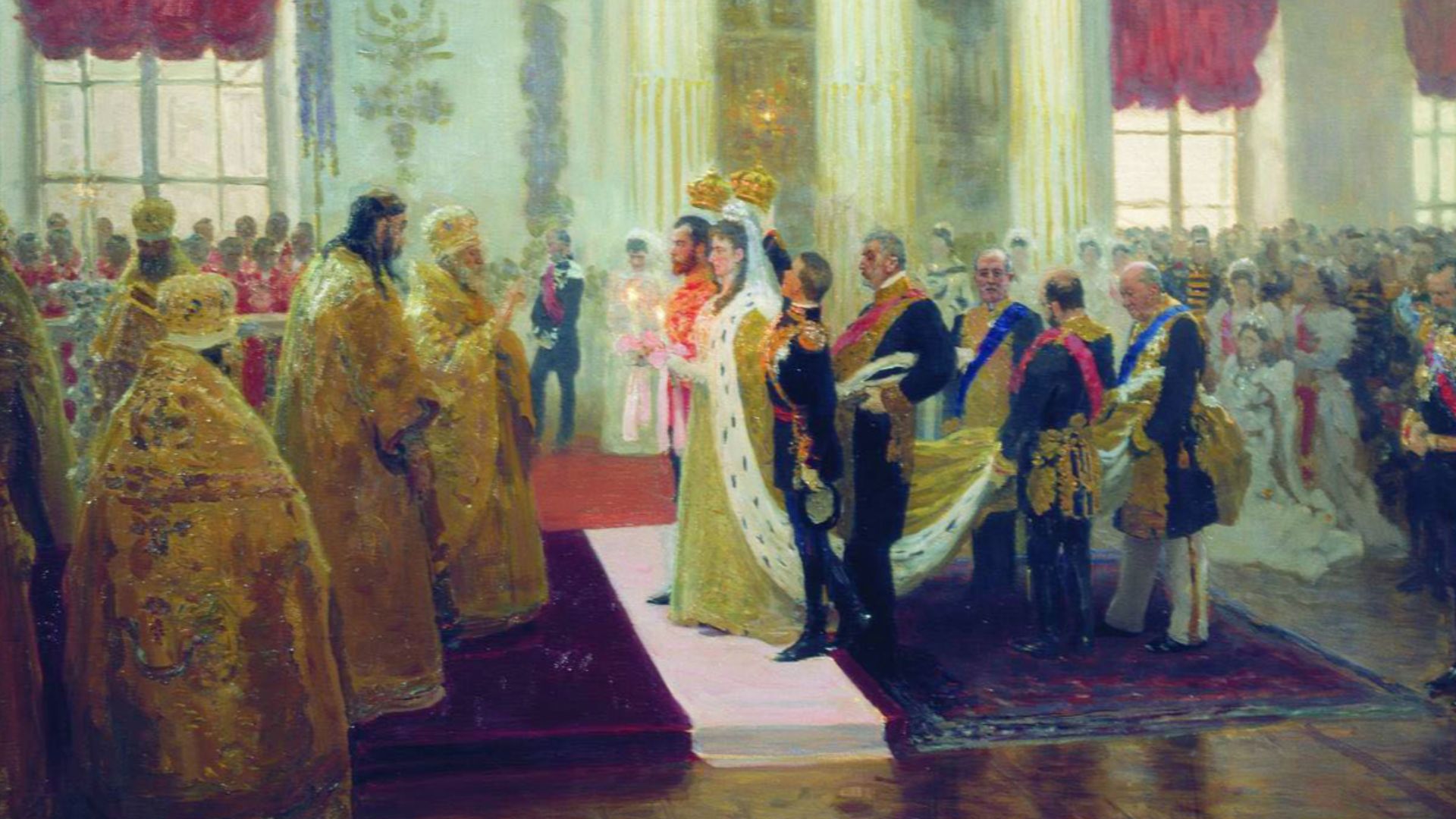 File:Wedding of Nicholas II and Alexandra Feodorovna by Ilja Repin (1894, Russian museum).jpg
