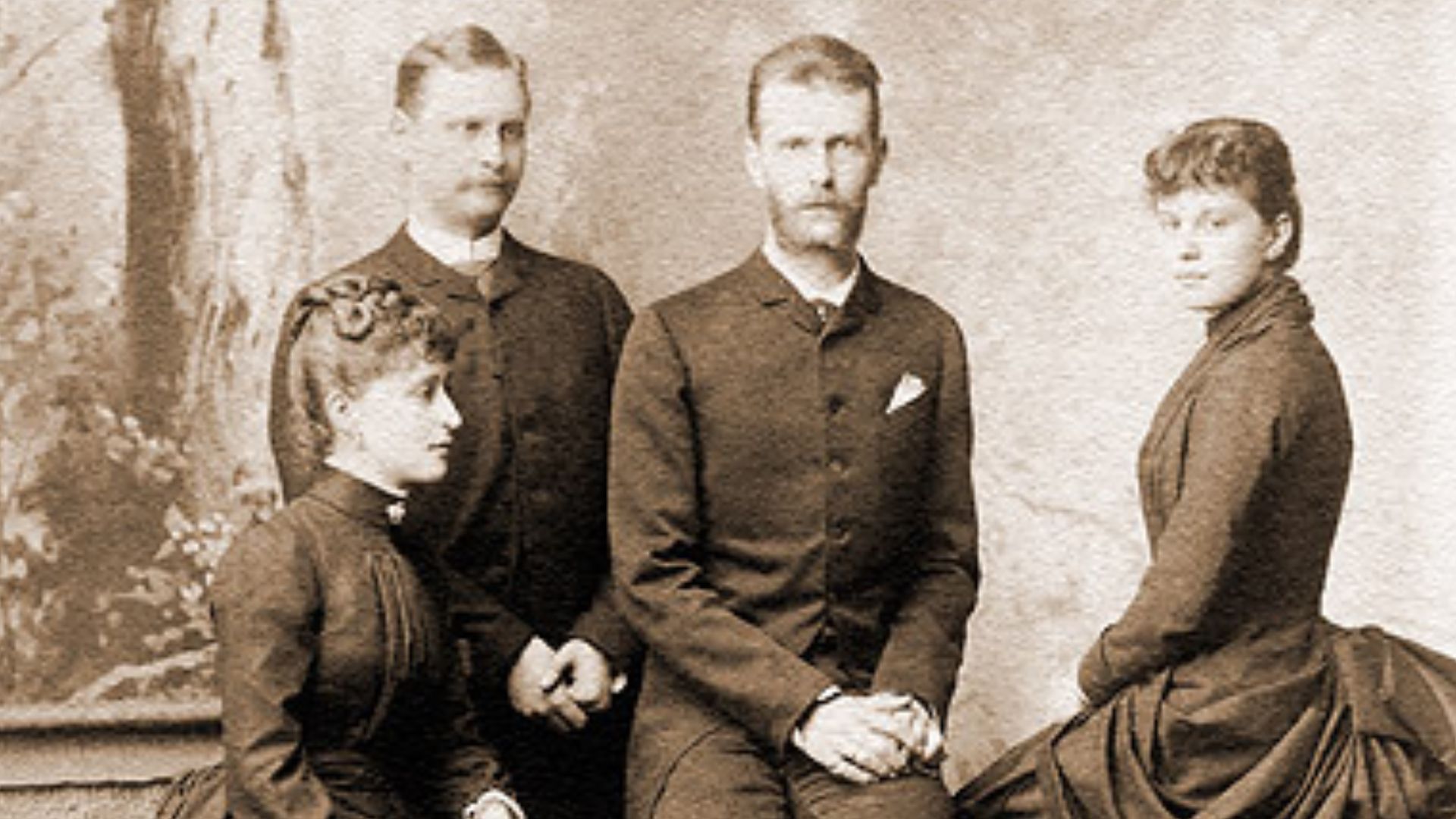 Grand Duke Sergei Alexandrovich, the Princess Elizabeth, the adjutant K. A. Balyasniy and C. A. Schneider. Darmstadt, 1884