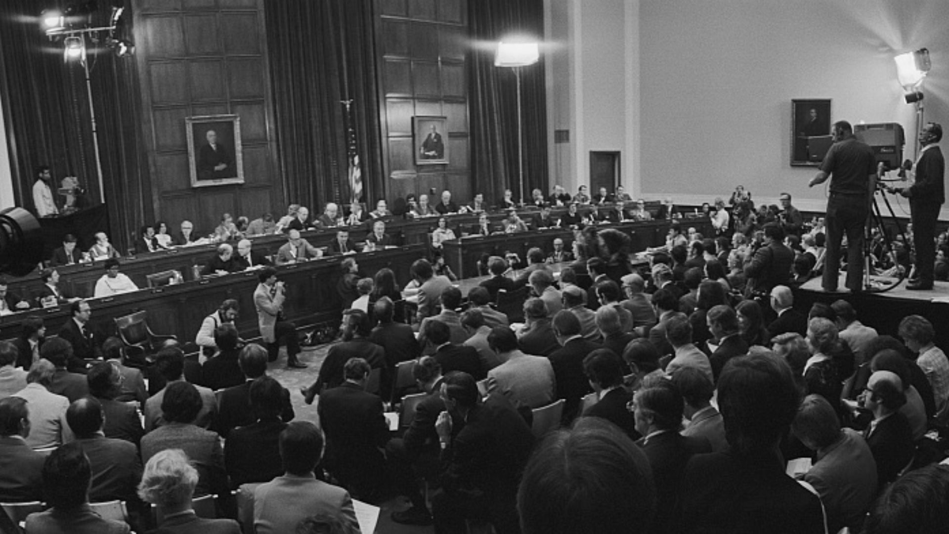 The Committee on the Judiciary Committee, United States House of Representatives, opened its formal impeachment hearings against President  Richard Nixon on May 9, 1974.