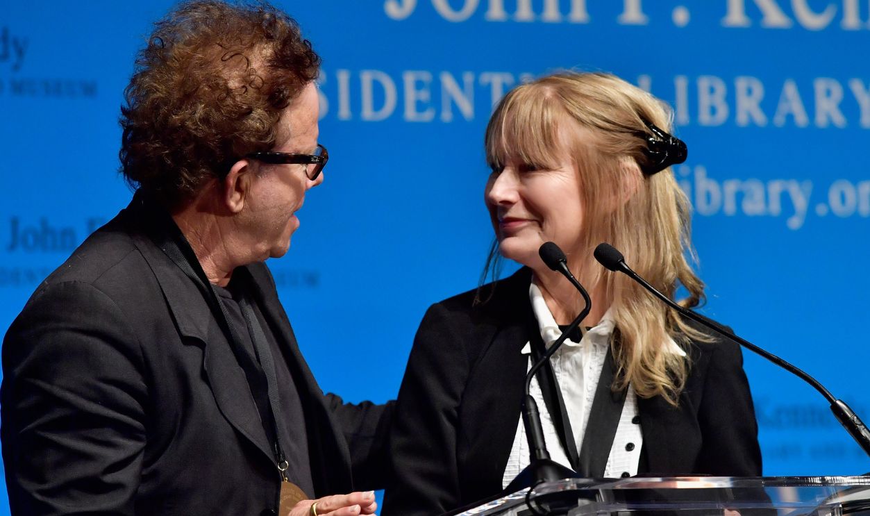BOSTON, MA - SEPTEMBER 19: Tom Waits and Kathleen Brennan speak at the PEN/Song Lyrics Awards for Literary Excellence honoring John Prine and Kathleen Brennan & Tom Waits at the John F. Kennedy Presidential Library and Museum on September 19, 2016 in Boston, Massachusetts. 