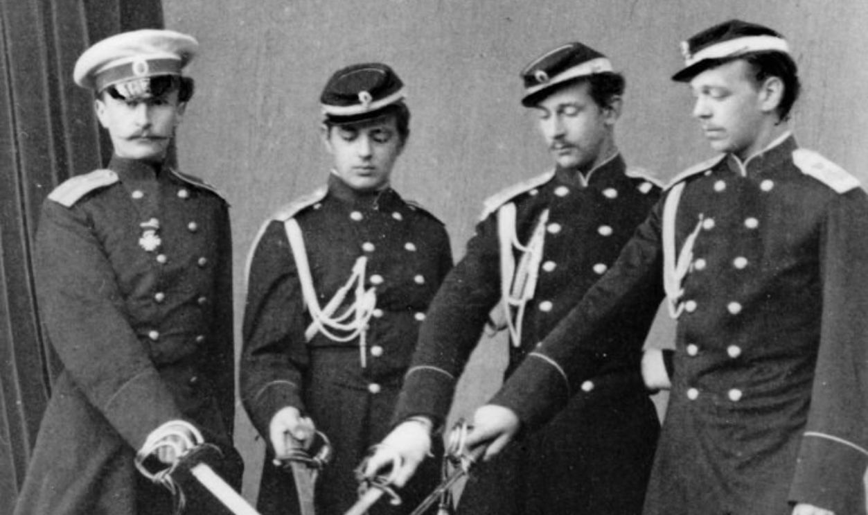 Grand Dukes Alexander Alexandrovich and Vladimir Alexandrovich of Russia, c1870-c1875(?). The future Tsar Alexander III (1845-1894) (top right) with his younger brother, Grand Duke Vladimir (1847-1909) (left). Also present are their cousins, Nicholas Maxi