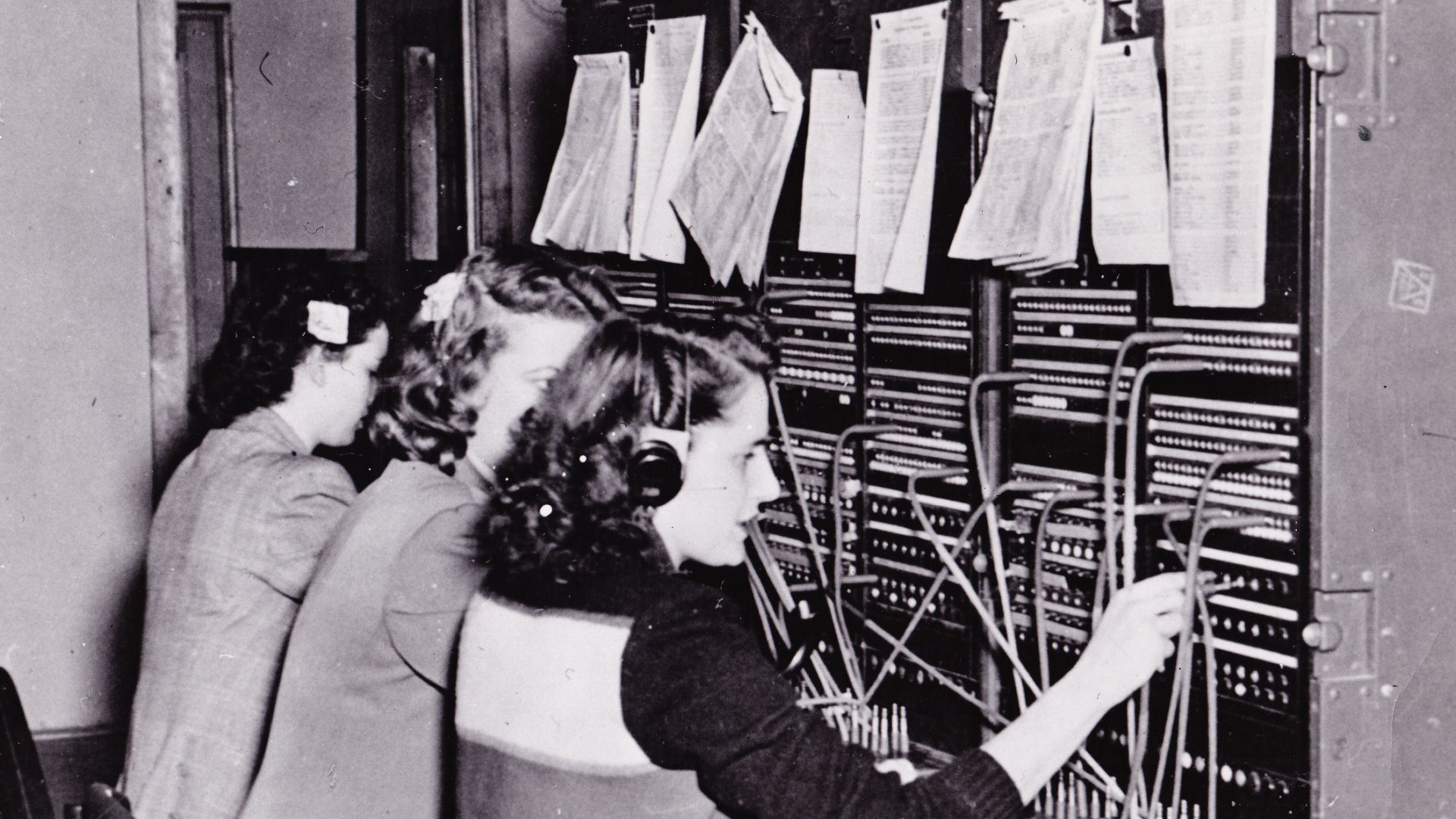 Fort Richardson telephone operators Hilda Dahler, Arlys Berggren and Ruthie Duguid connect calls in 1950. The operators use the fort's first switchboard, which was based on a field tactical model.
Unit: Joint Base Elmendorf-Richardson Public Affairs