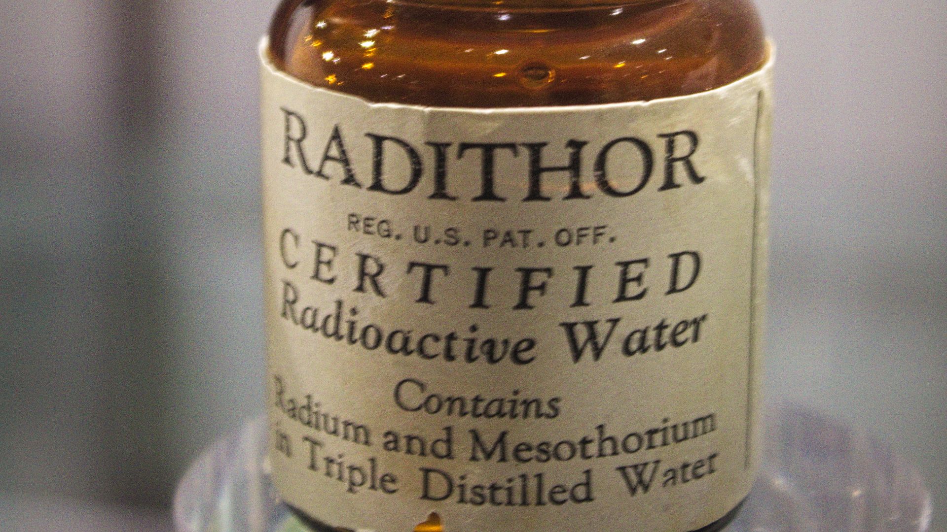 Back in the 1920s, people thought that drinking radium-  and thorium- infused water was healthy. One of the more famous varieties of  this water was sold under the brand name Radithor. It was eventually famously implicated in the illness and subsequent de
