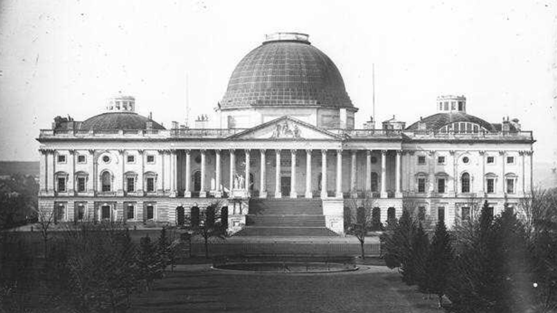 United States Capitol, Washington, D.C., east front elevation, digital file from a black and white film copy negative, pre-1992, of a half plate daguerreotype)
