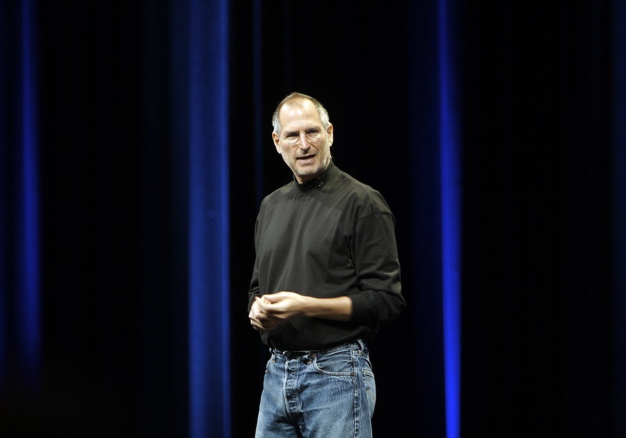 Steve Jobs wearing a black shirt