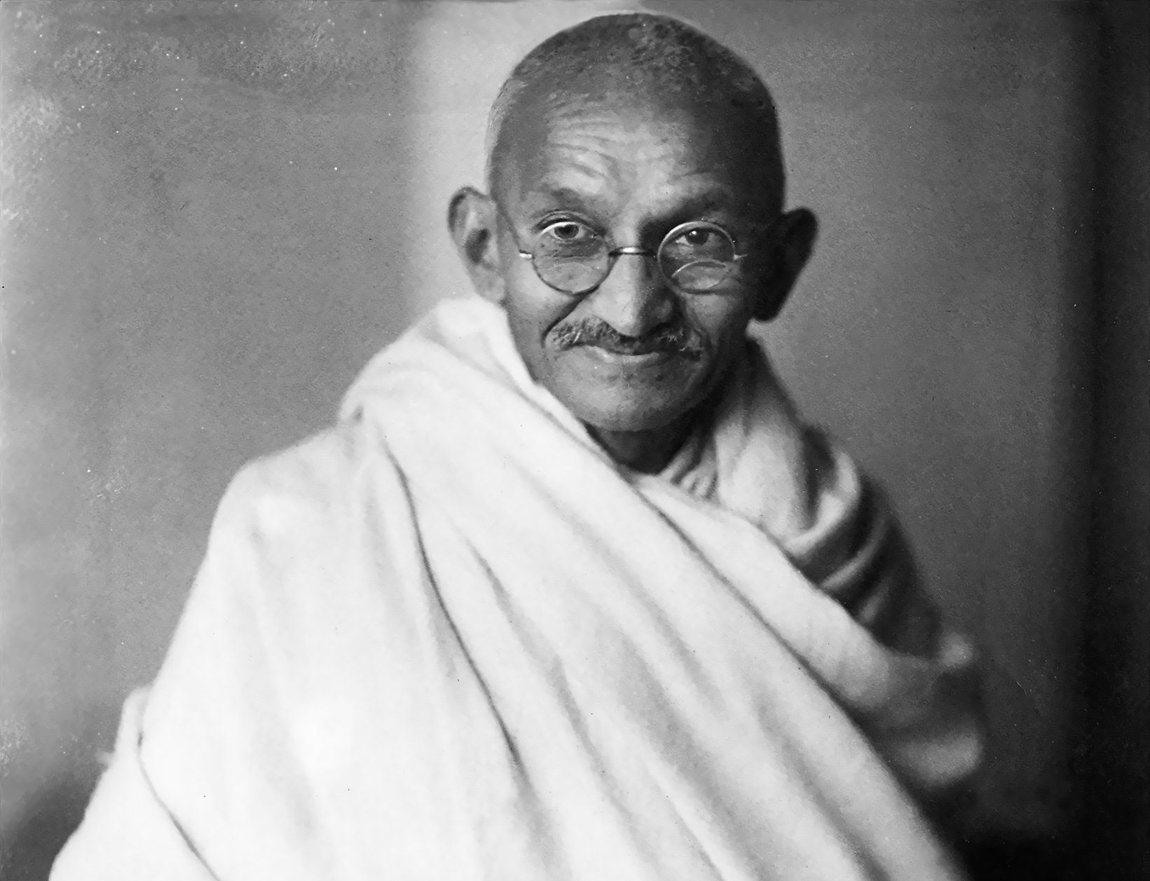 Studio photograph of Mahatma Gandhi