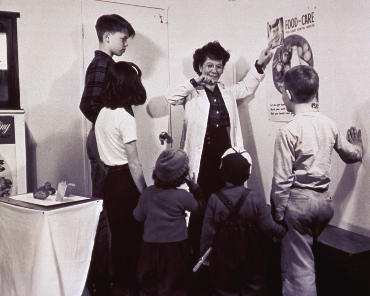 Medical personal teaching children