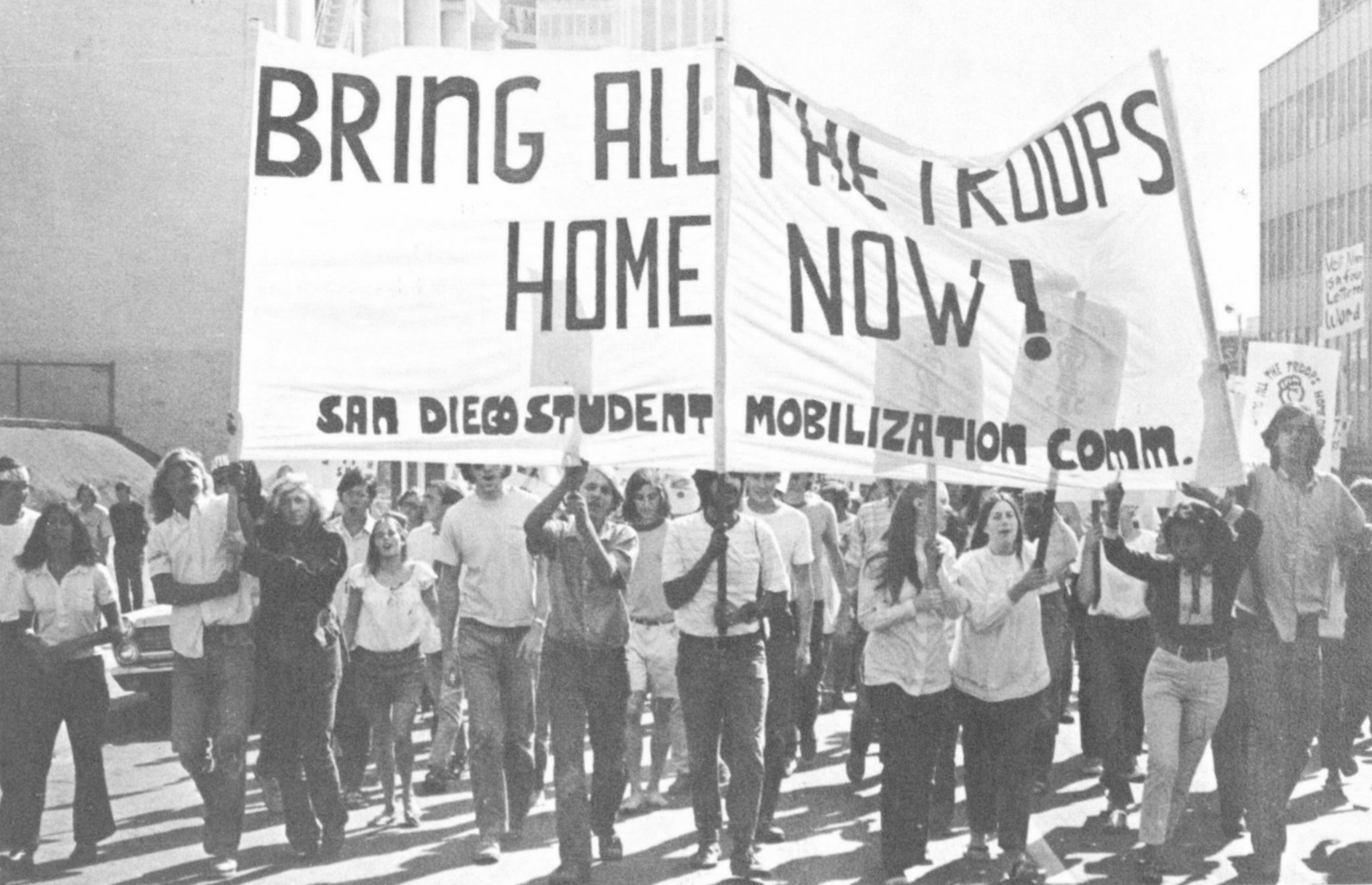 An anti-war march of University of San Diego students