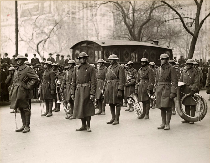 Soldiers of the 369th Infantry Regiment parade