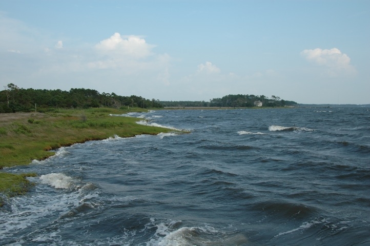 Roanoke Island, A view from the byway of the ocean off Roanoke Island.