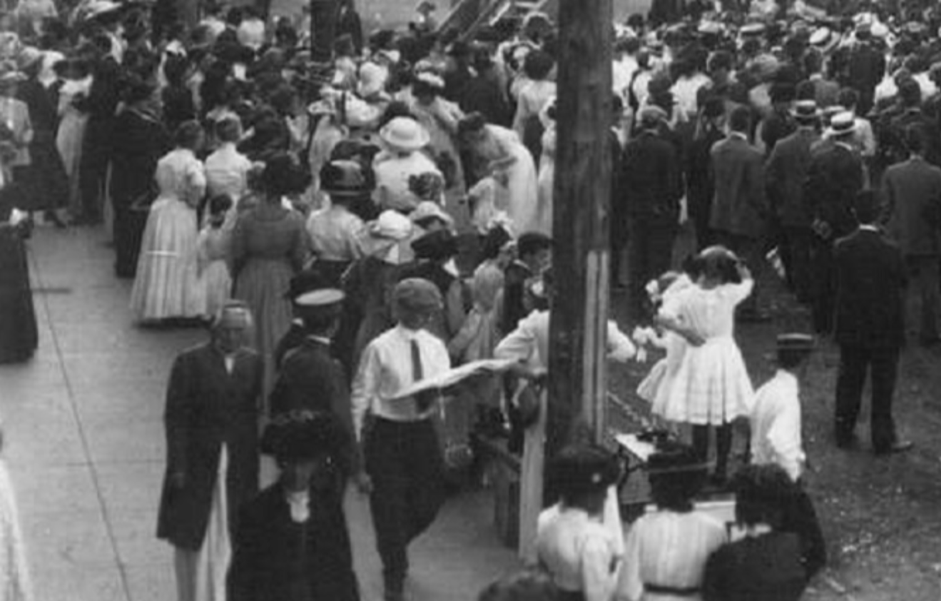 Crowd Gathered Around Amusement Ride - 1912