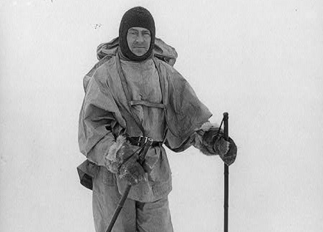 Photograph shows Captain Robert F. Scott on skis - 1913