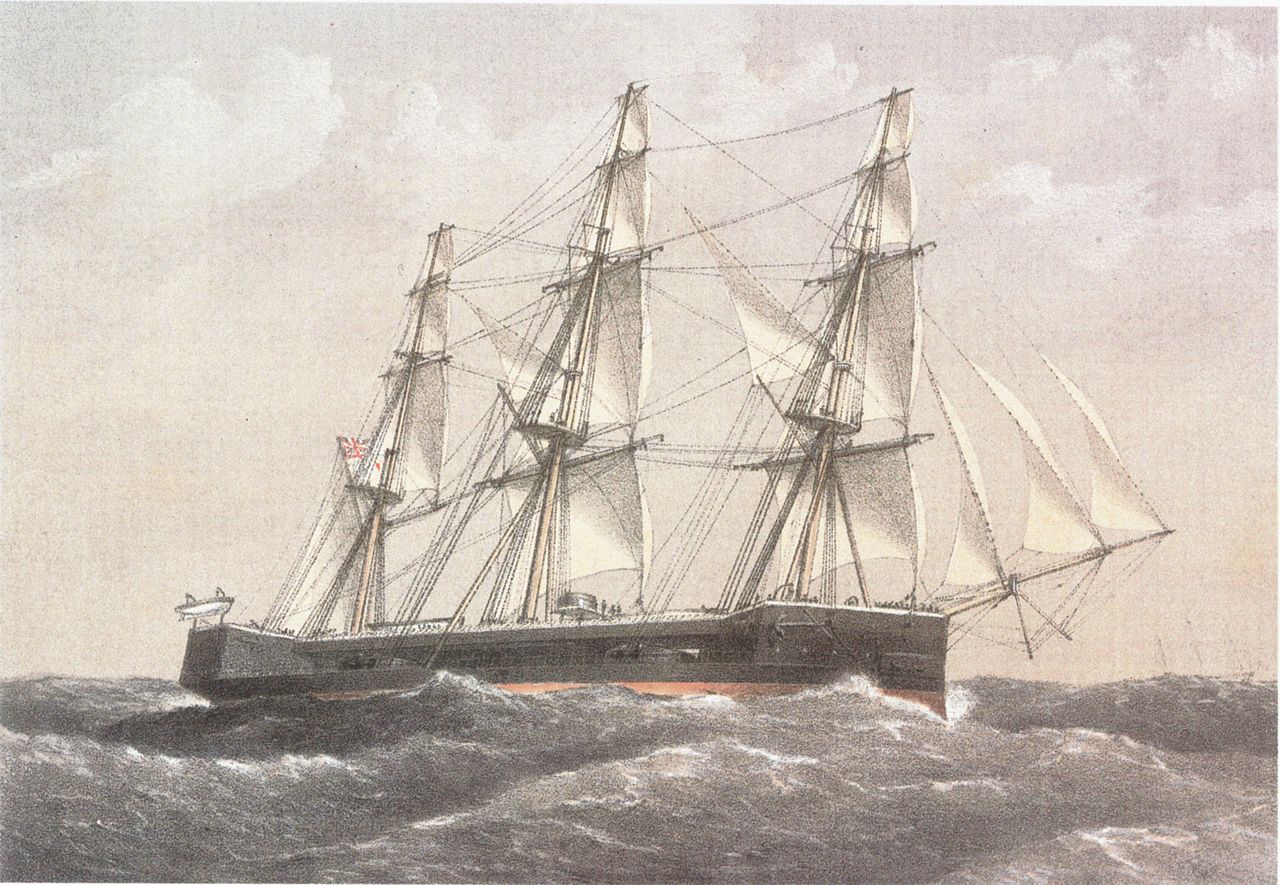 Painting of the British warship HMS Captain, completed in April 1870