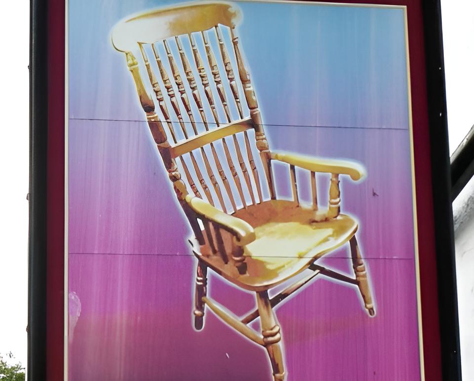 The sign of the Busby Stoop pub, where the chair was previously in use