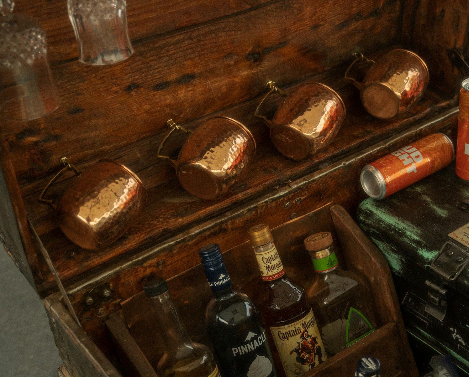Close-up Photo of a Vintage Trunk Bar