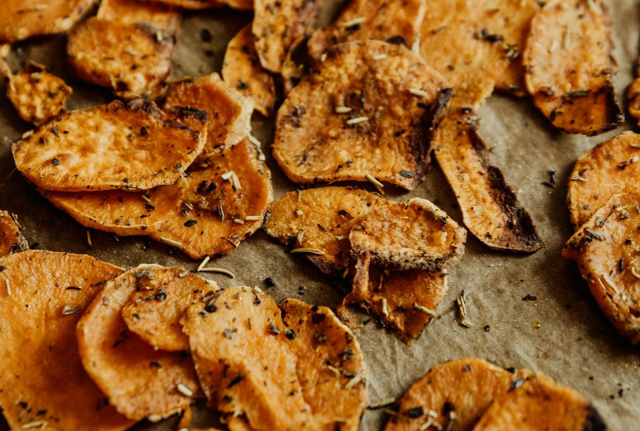 Close-Up Shot of Potato Chips on a Tray