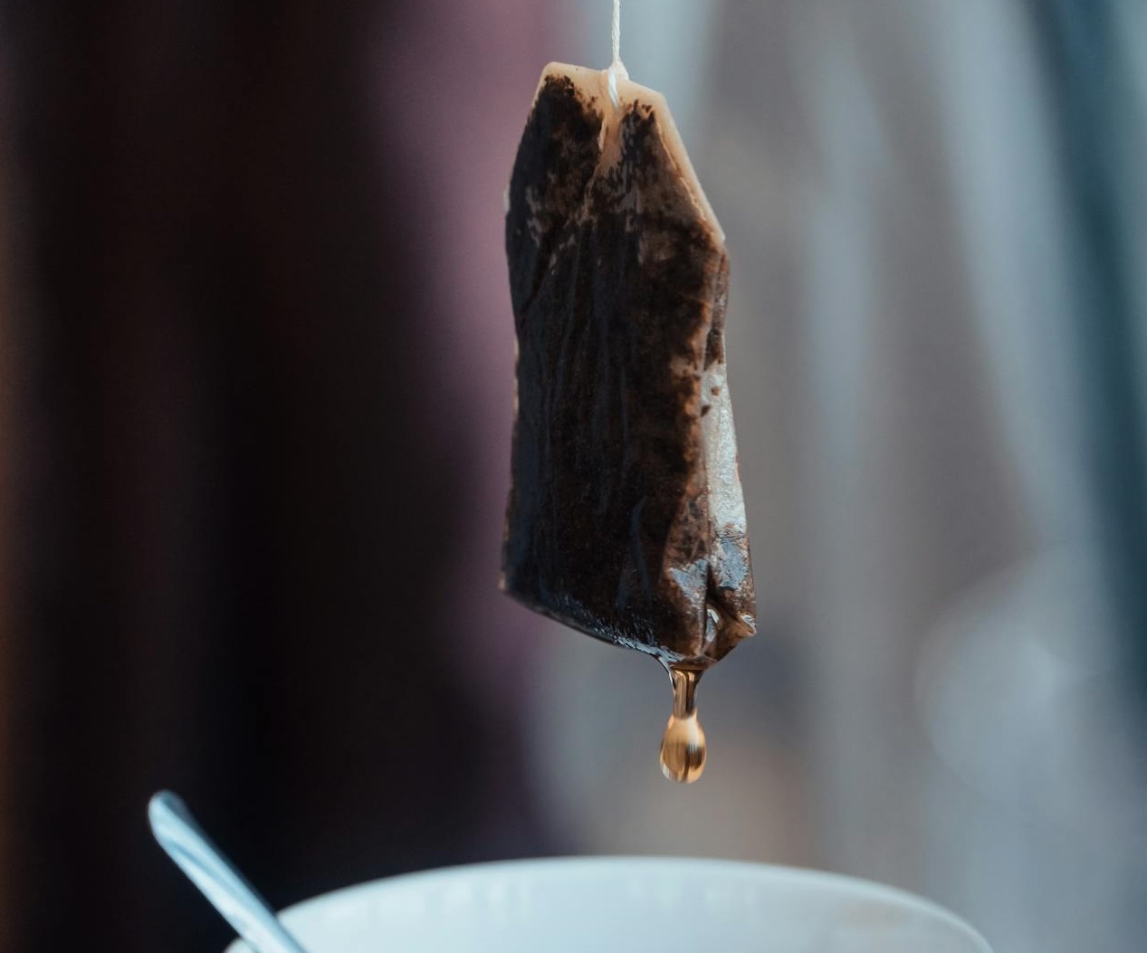 Tea beg pulled from a Cup.