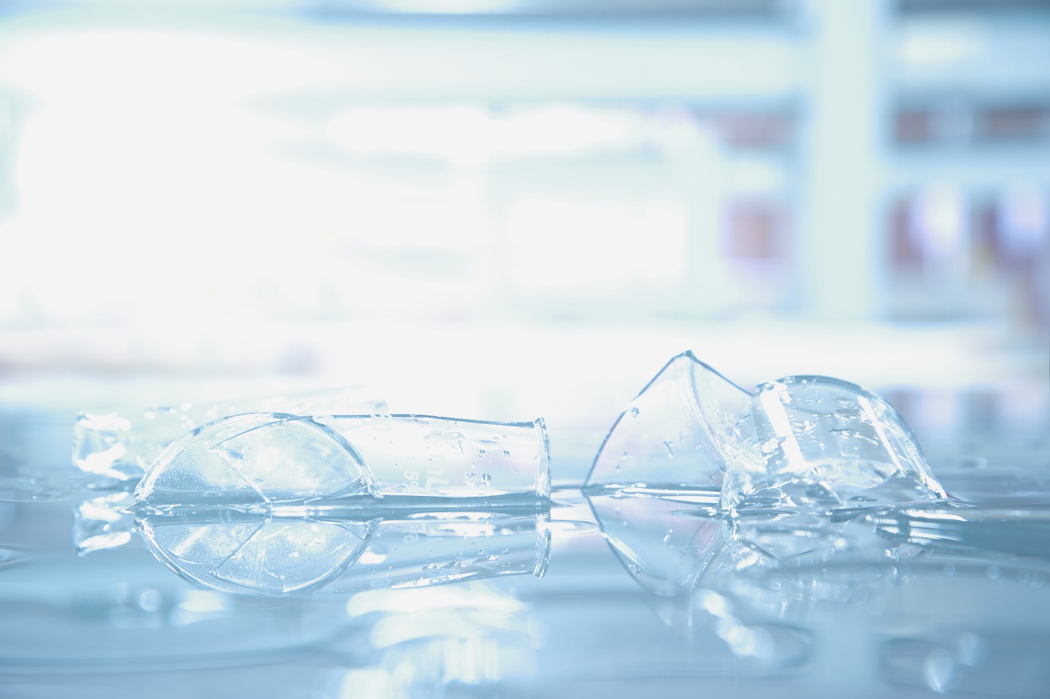 broken glass in science laboratory