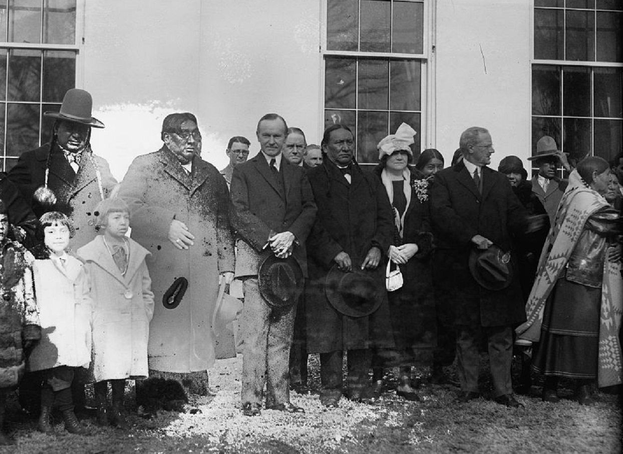 Coolidge with Osage Indians outside - 1925