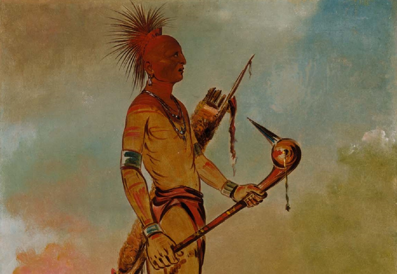 Shin-ga-wás-sa - Osage Indian looking at side.