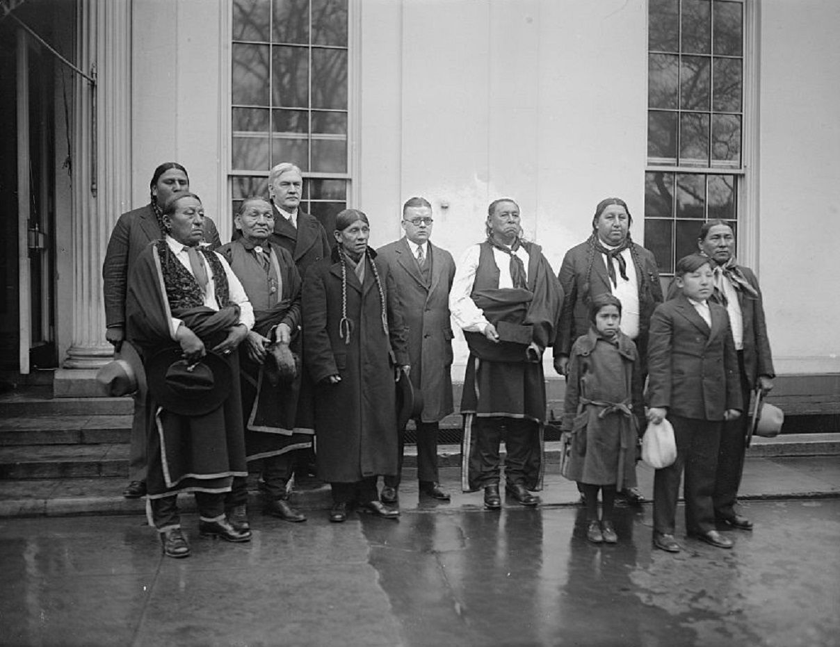 Senator Harreld & Rep. Montgomery with Osage Indians - 1926