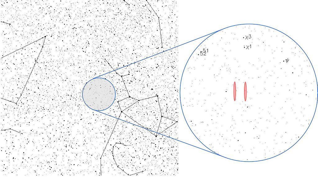 Location of the Wow! signal on a star map.