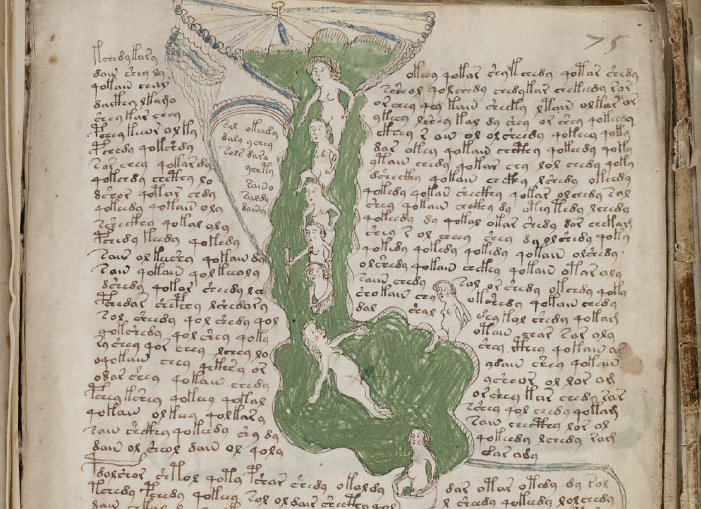A page from the mysterious Voynich manuscript, which is undeciphered to this day.